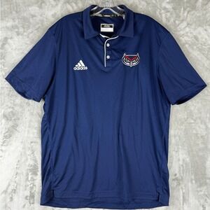 Adidas Navy Blue Short Sleeve Polo Shirt Men's Large Owl Logo Athletic